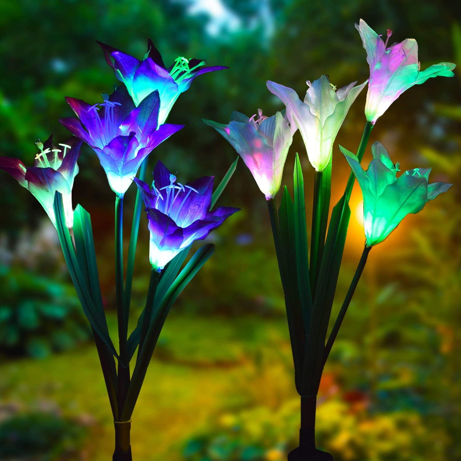 DEL énergie solaire Lily Fleur Jeu Lumières Extérieur Jardin Chemin Lumineux Lampes Neuf 
