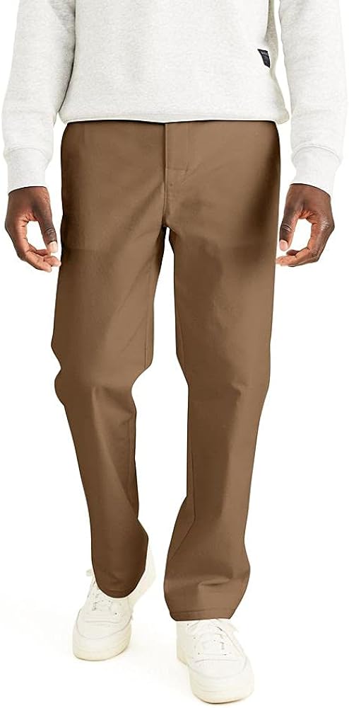 Dockers Homme  Pantalon plissé classique en coton stretch Kaki Lux Pantalon décontracté