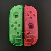 L R Full Housing Shell Case Cover with Frame Colour Replacement for Switch NS Controller (Clear Green-Clear Pink)