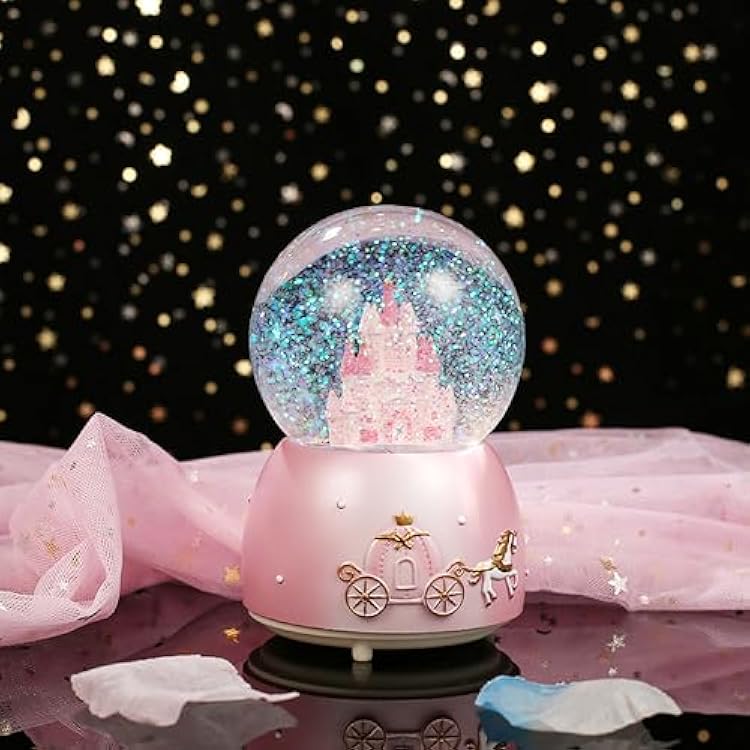 Christmas Snow Globes, Castle Musical Snow Globe, Christmas Snow House Automatic Snowfall Crystal Ball with Color Changing LED Lights Christmas Home Decor Festive and Fun for Holiday Decor and Gifts