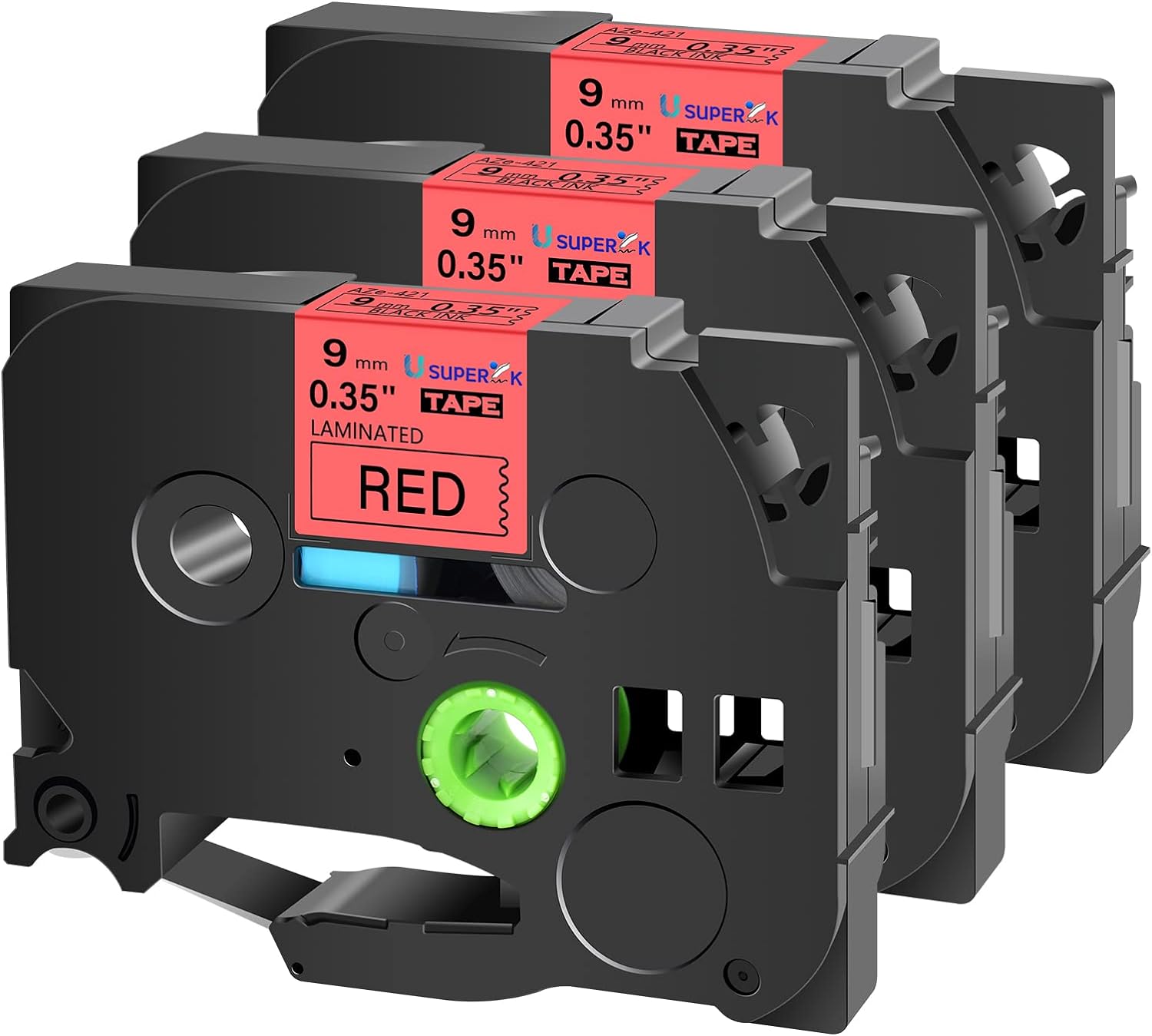 Black on Red Label Tape for Brother TZe-421 Tz Tze421 9mm PT-P700 PT-P750W 1800 