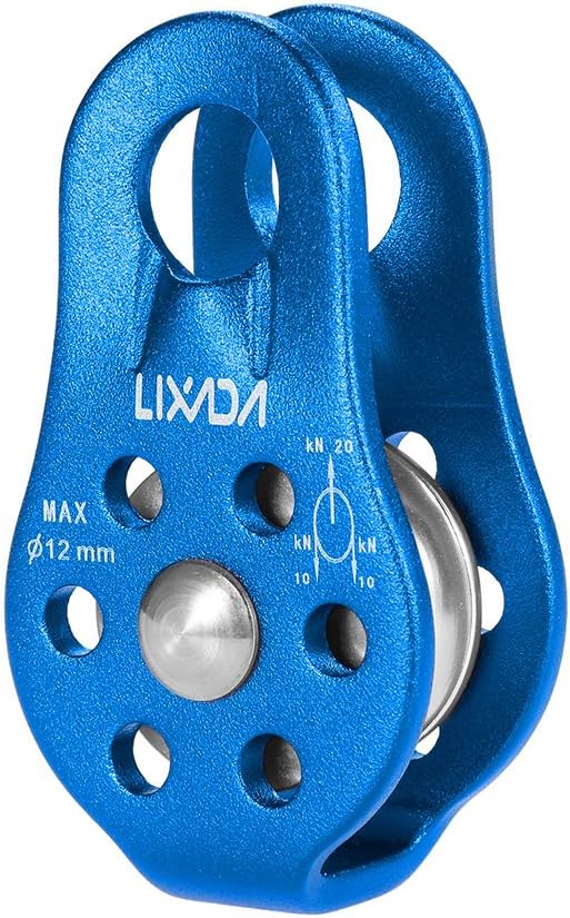 Lixada 20KN Dual Pulley Zip Line/30KN Fixed Single Pulley Rock Climbing Rescue Manual Rope Grab Rescue Equipment,for Climbing Engineering Outdoor Rock Climbing,Blue&Pink Aloft Work Rescue 