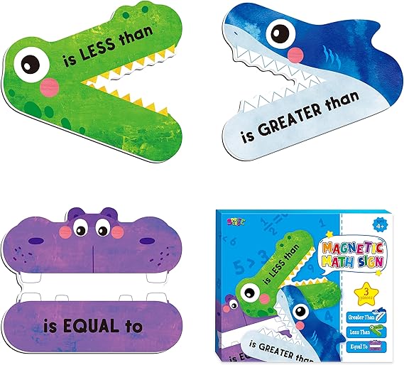 3 Magnetic Math Signs - Greater ThanLess ThanEqual to Math Demonstration Tool for Teacher, School & Classroom Supplies